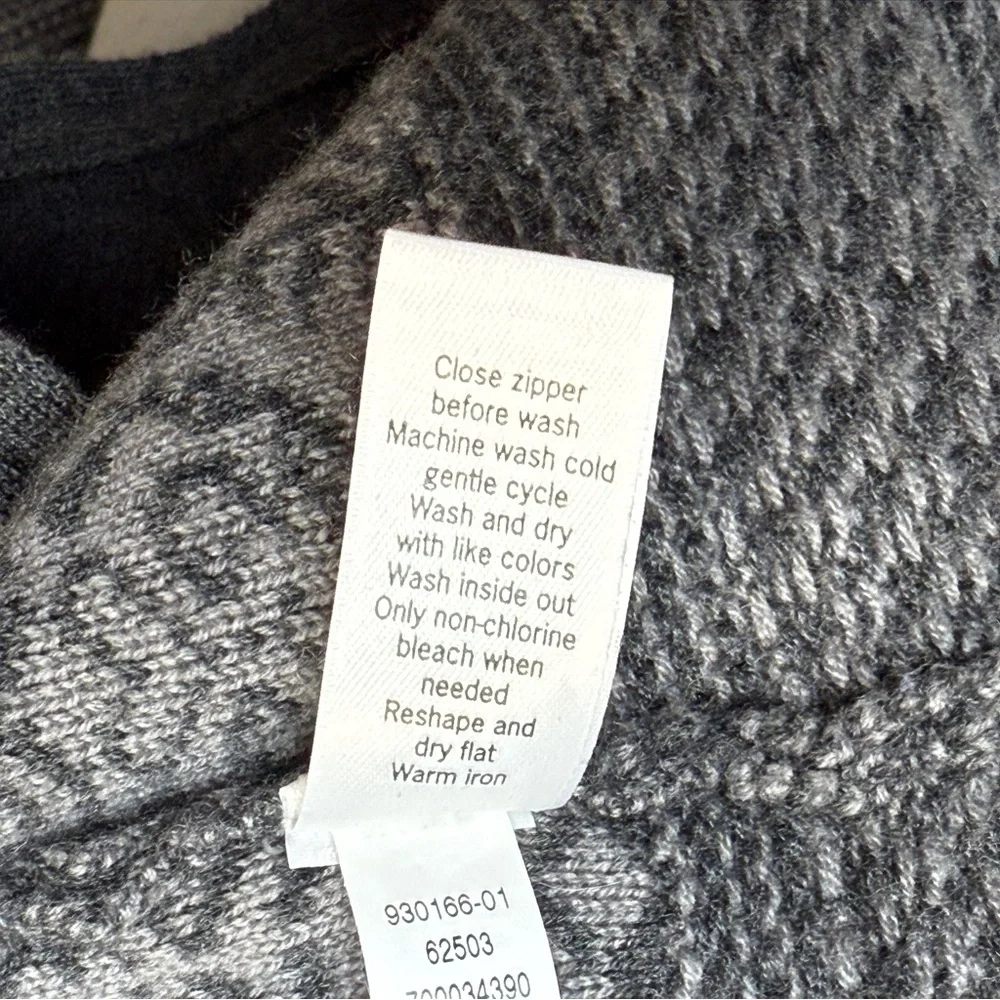 ATHLETA Size XL Spooner Summit Sweater Gray Nordic Print Long Wool Blend Hooded - Picture 13 of 13